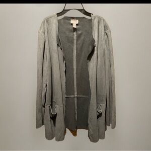 Chicos‎ Gray Open Lightweight Velour Cardigan with Pockets Size 3